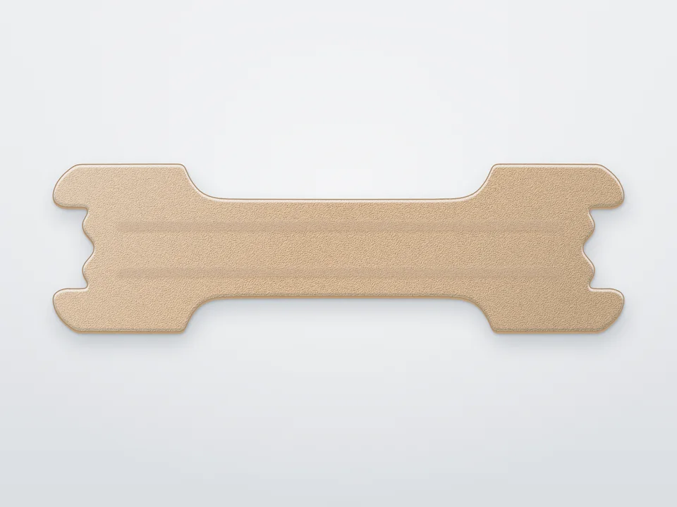 Illustration: Nasenstrip in typischer Form, beige, hautfarben (keine Produktfotografie)
